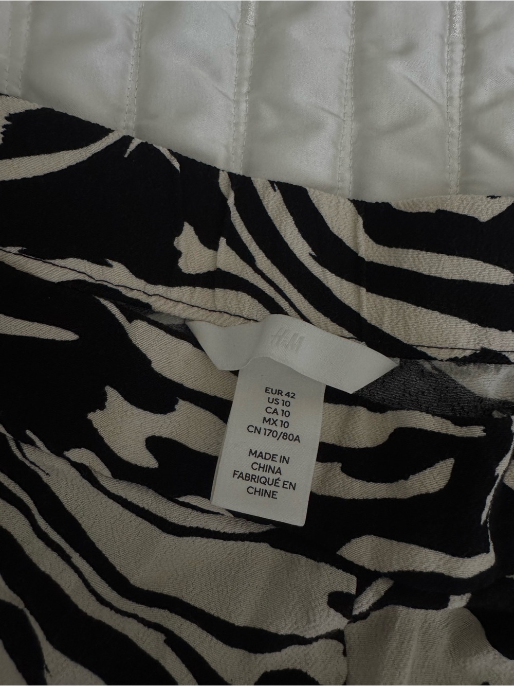 H&M Black and White Zebra Print Wide-Leg Pants